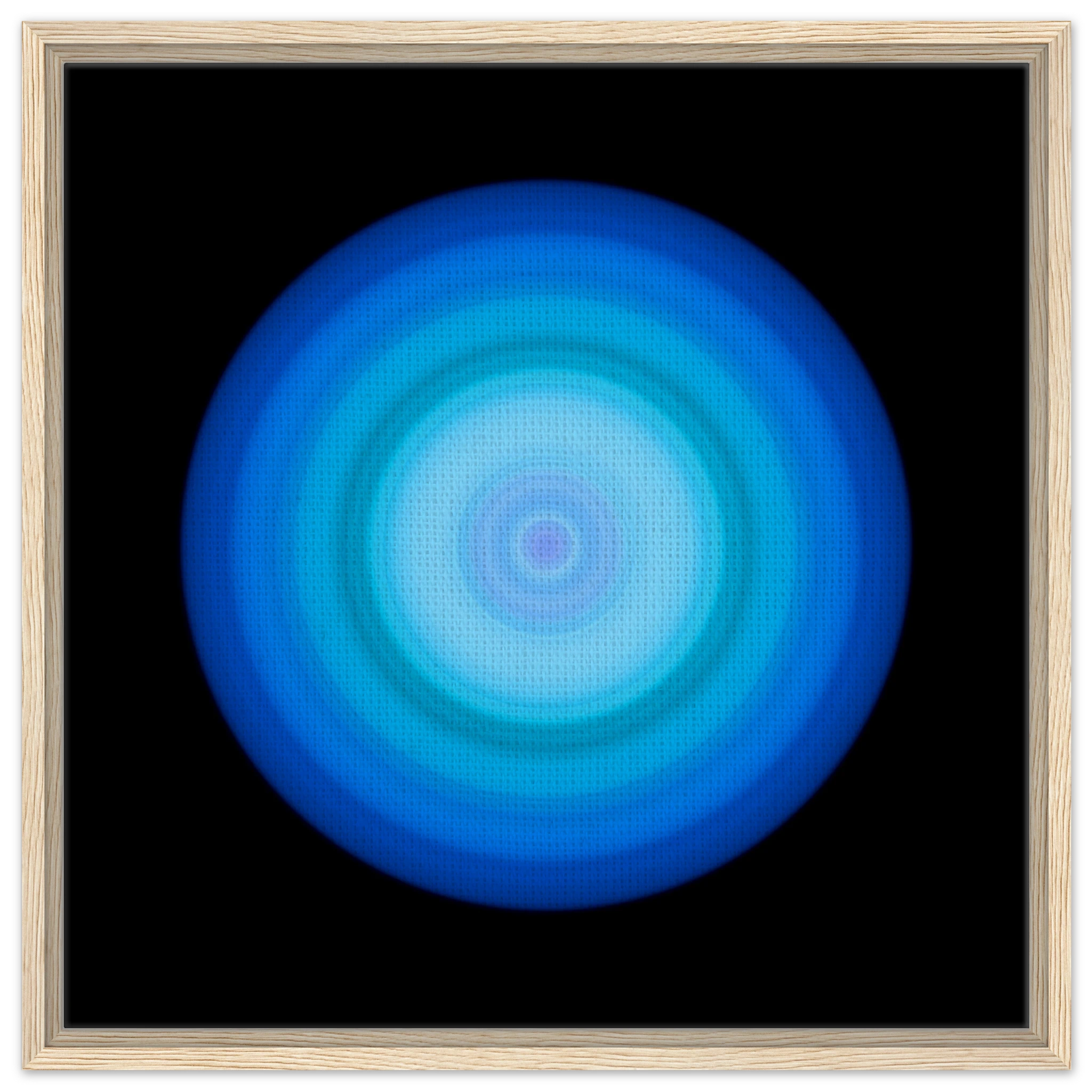 A circular radial pattern with a pale lavender center surrounded by concentric rings that transition from cyan to deep blue at the edges.