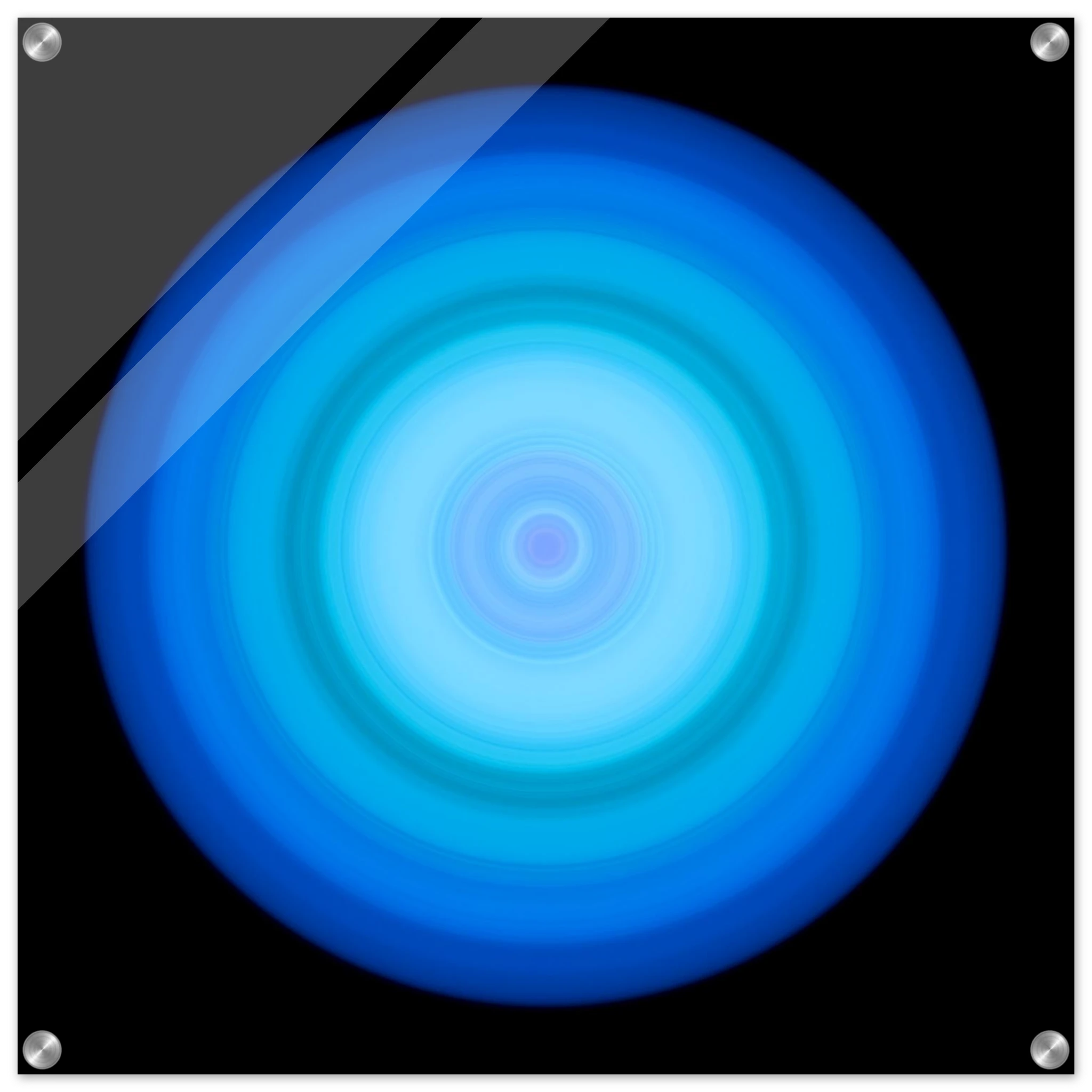 A circular radial pattern with a pale lavender center surrounded by concentric rings that transition from cyan to deep blue at the edges.