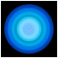 A circular radial pattern with a pale lavender center surrounded by concentric rings that transition from cyan to deep blue at the edges.