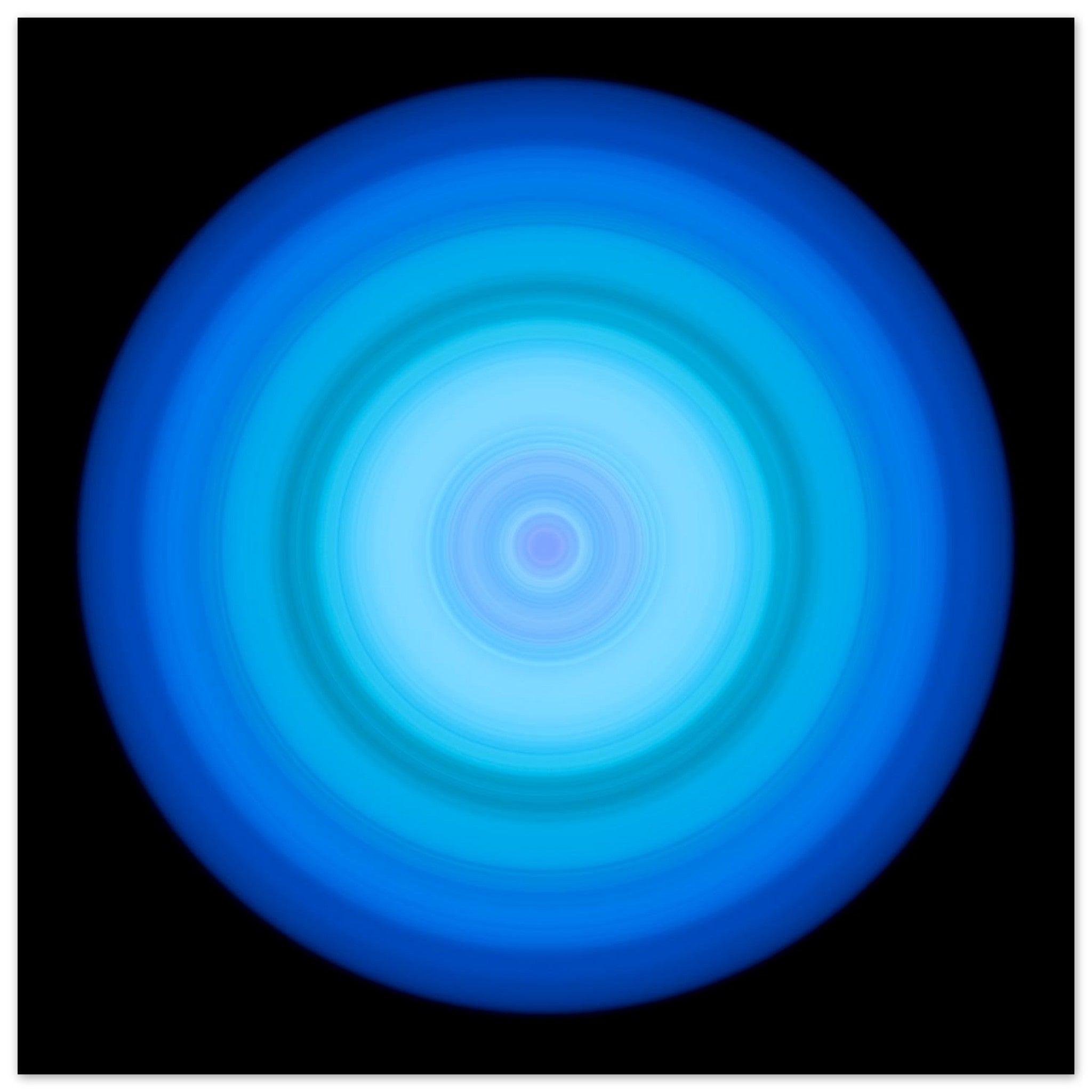 A circular radial pattern with a pale lavender center surrounded by concentric rings that transition from cyan to deep blue at the edges.