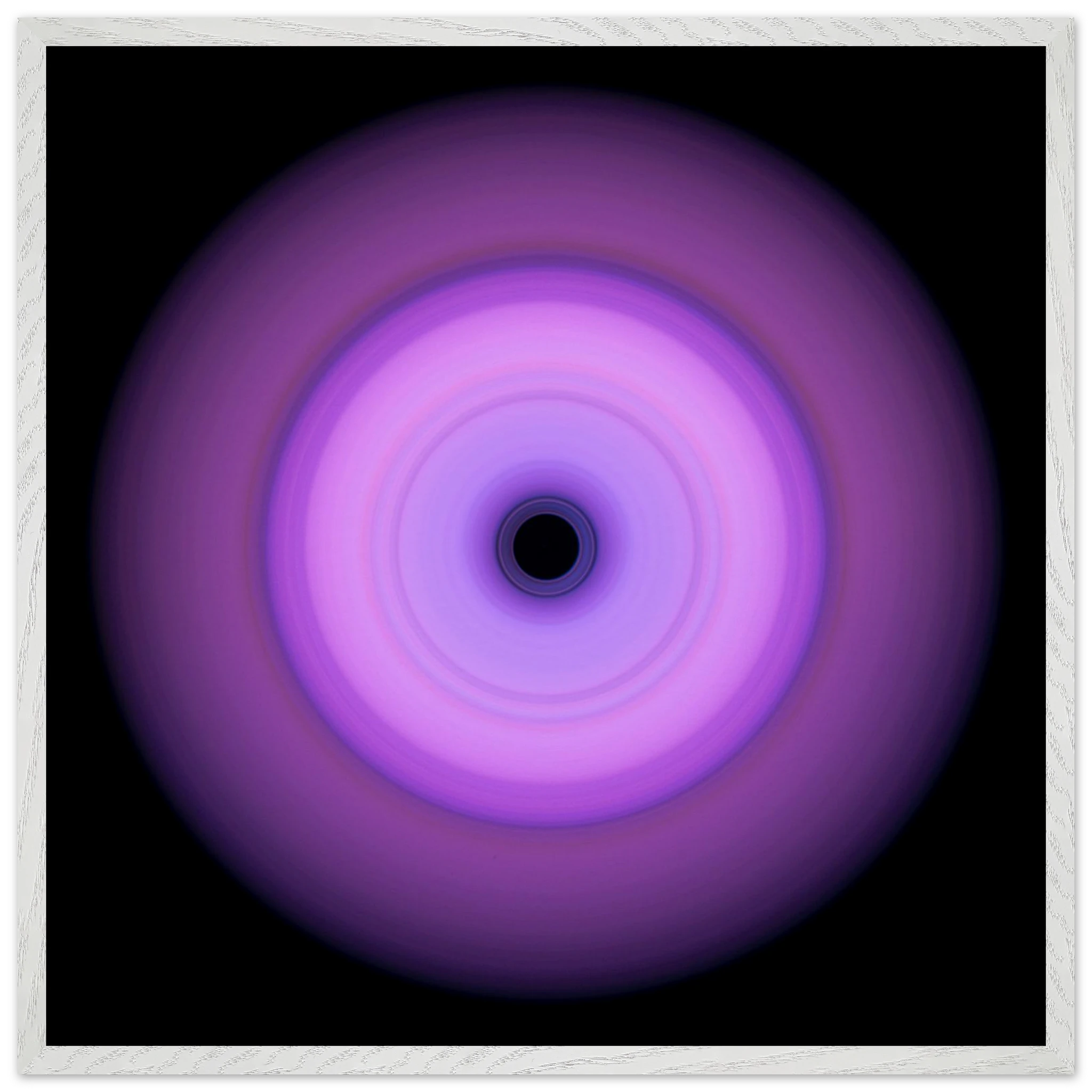Circular light pattern with concentric rings transitioning from bright lavender in the center to deep violet at the edges, with a small black void at the center.