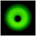A circular ring of bright lime green light with concentric circles and a glowing center core against a black background.